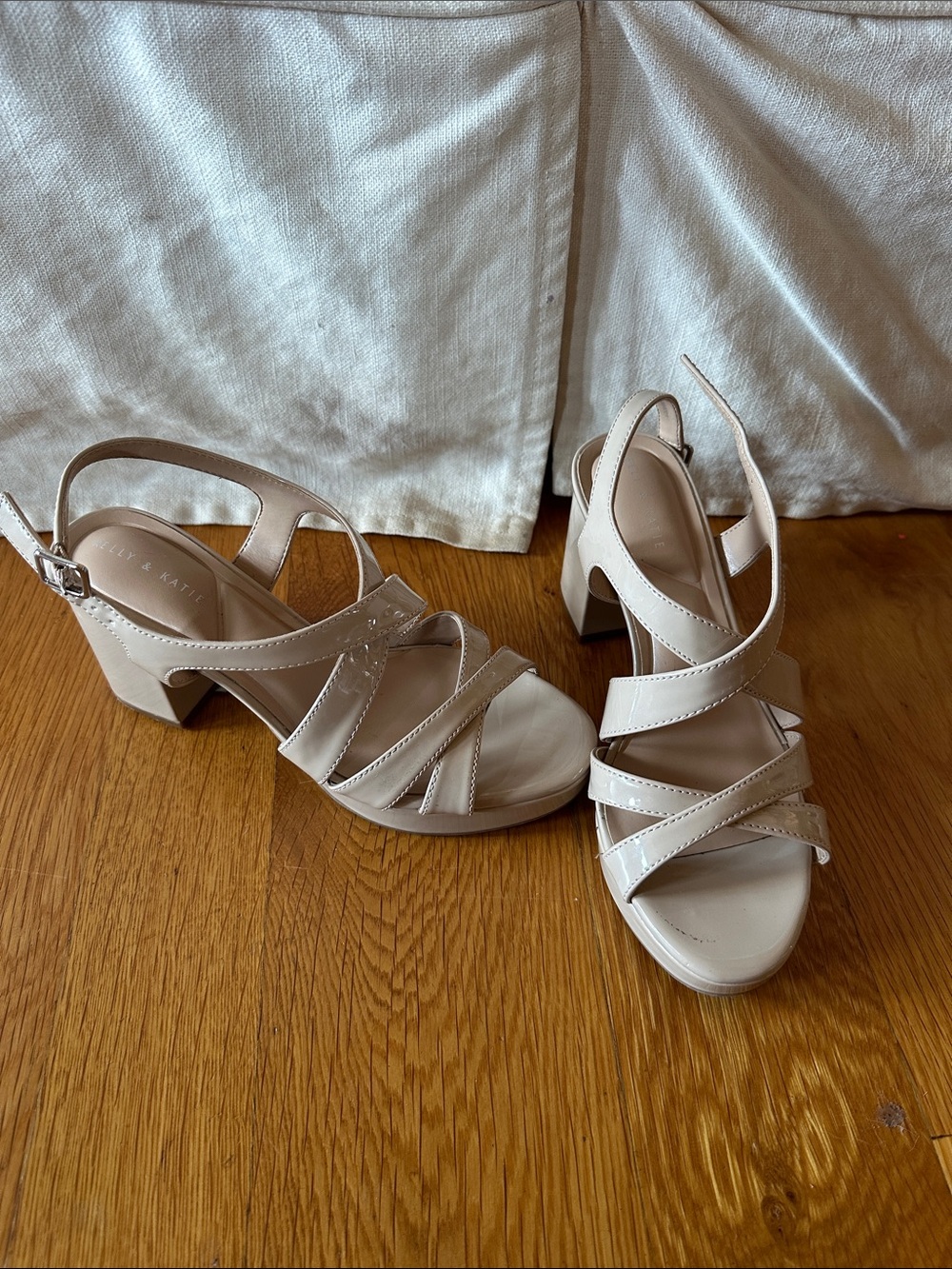 Kelly & Katie Nude Strappy Block Heel Sandals